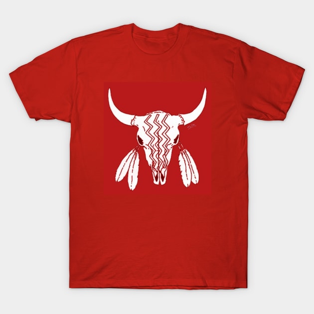 Red Ghost Dance Buffalo T-Shirt by SteamyR